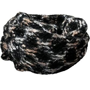 (NWT) Collection XIIX Women's Fuzzy Black Paint Geometric Infinity Loop Scarf OS